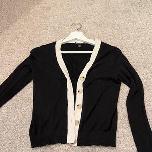 Ann Taylor Black and Cream Women's Cardigan
